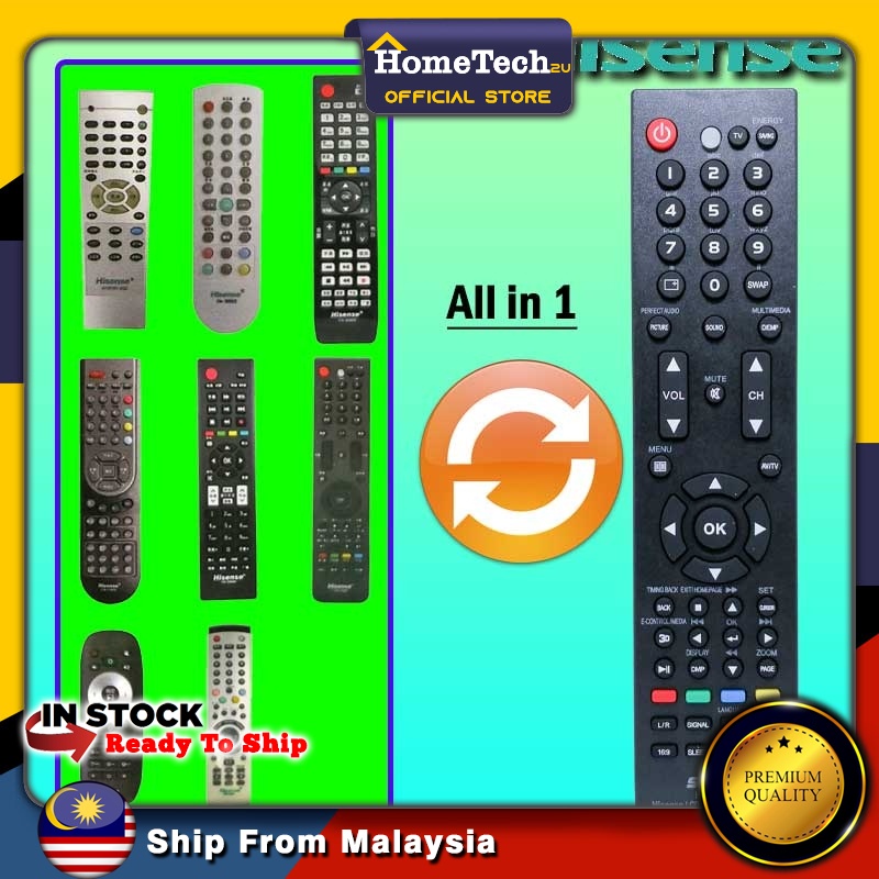 【Ready Stock Msia】 Universal HISENSE Plasma LCD LED TV Remote Control All In one Replacement