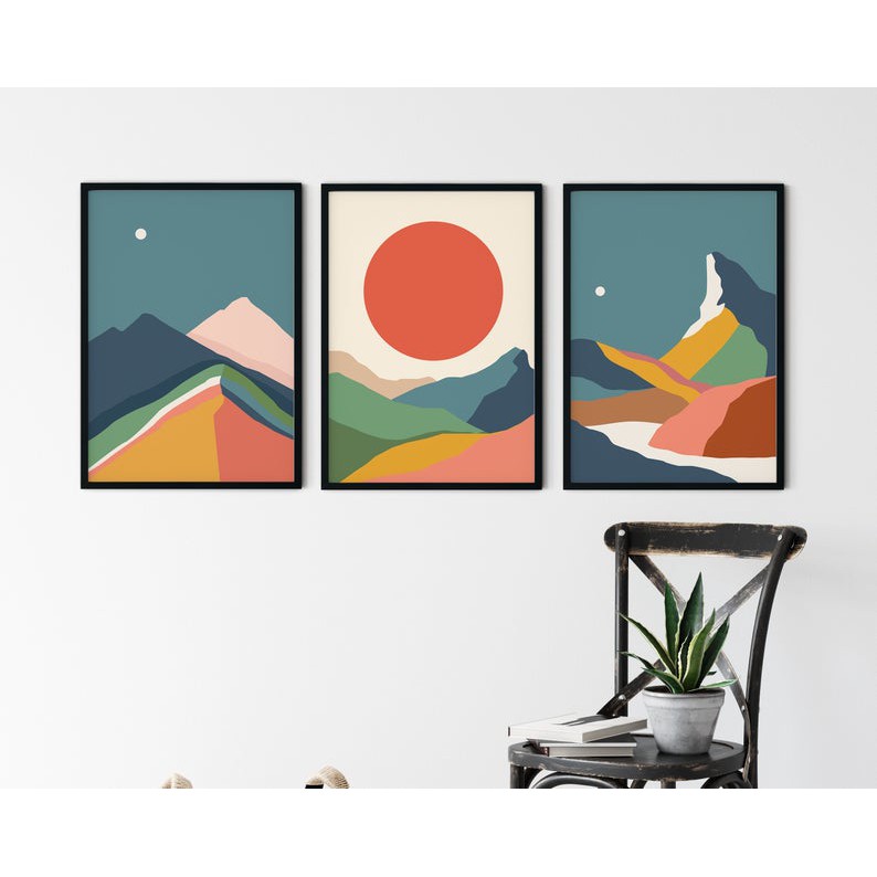 SET Very Beautiful Cheap Landscape Wall Painting Free 3D Frame