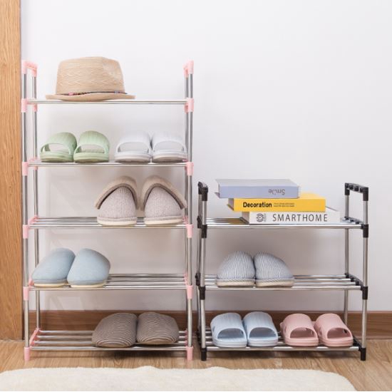 Smile Yo 3 5 Layers Simple Household Stainless Steal Shoe Rack Kitchen Rack Organiser Shopee Malaysia