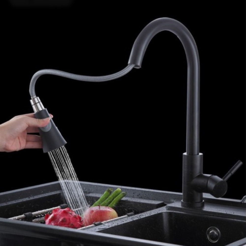 BLACK-304765SS/BLACK-304654SS ATOCCO BLACK OXIDE COATED FLEXIBLE PILLAR MOUNTED SINK TAP 304 STAINLESS STEEL 360° ROTATE