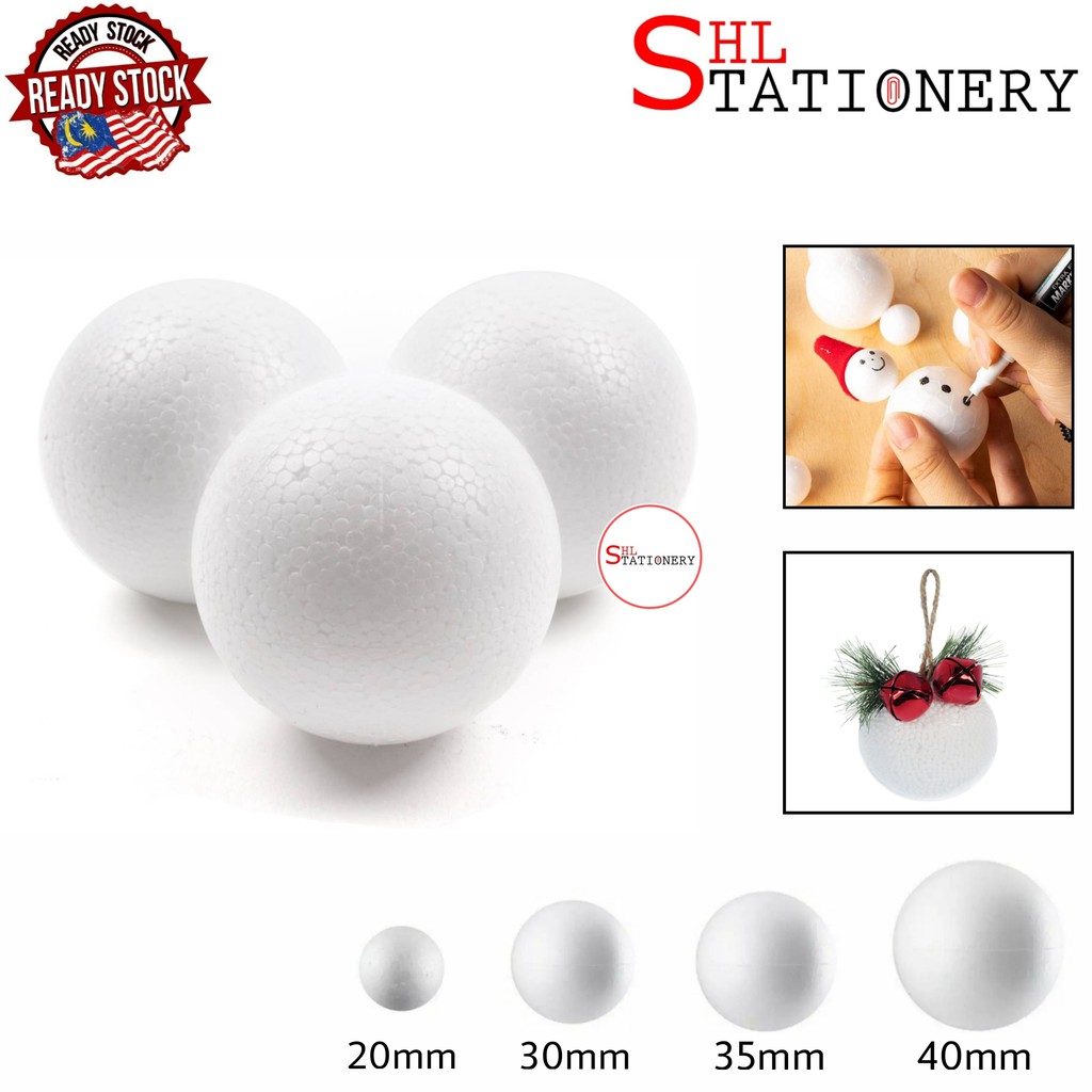 DIY Round Modelling White Polystyrene Ball / Polyfoam  / Styrofoam / Foam Balls Craft Balls Christmas Decoration 保丽龙装饰球