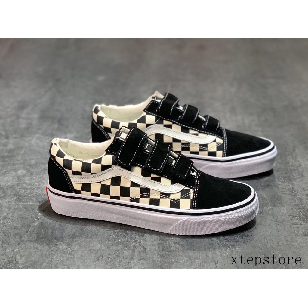 vans old skool checkerboard velcro