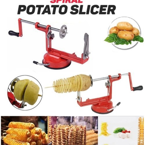 READY STOCK Spiral Potato Slicer Stainless Steel Carrot Twisted French Fry Cutter Alat Pemotong Kentang 螺旋萝卜土豆马铃薯片切片机