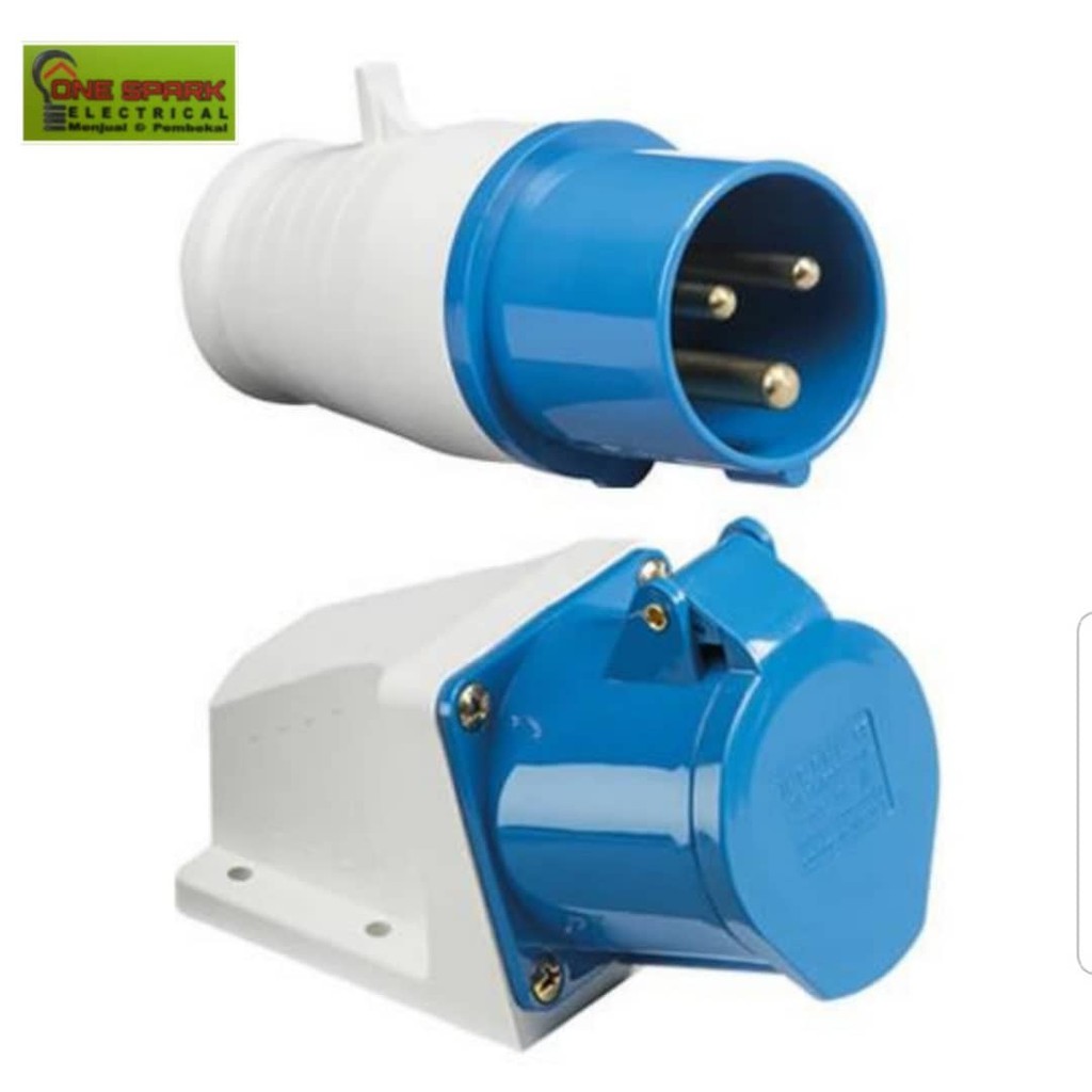 CEE 240V INDUSTRIAL 3 PIN 16A PLUG / SOCKET / WALL SOCKET ONESPARK