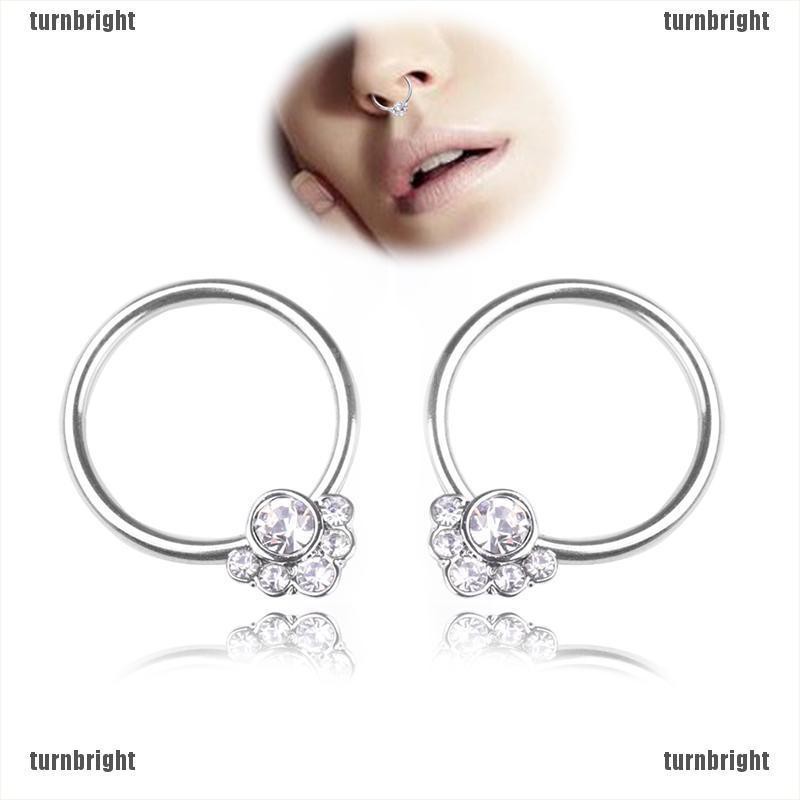 1Pair Nose Bone Hoop Septum Tragus Ring Stainless Steel Stud Piercing Cartilage