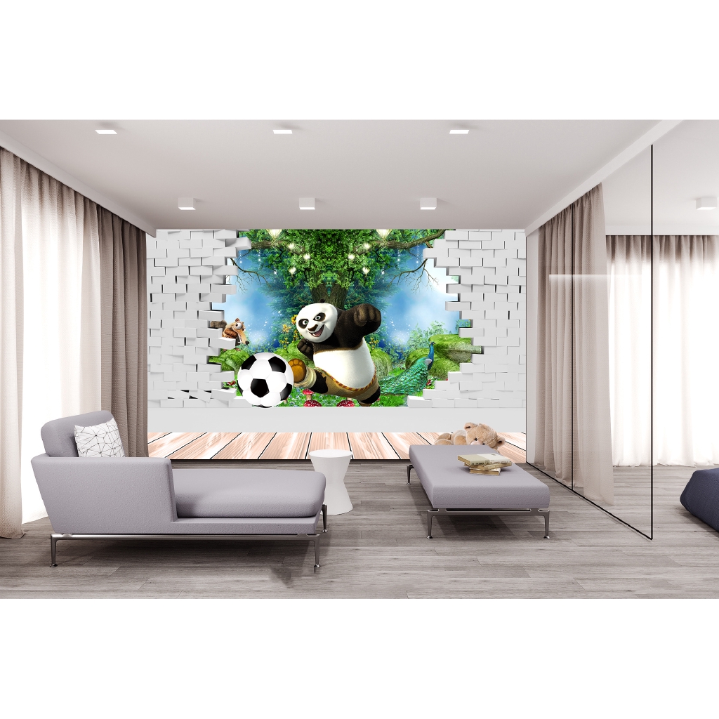 3d Self Adhesive Kid S Bedroom Wallpaper Fantasy Forest Cartoon Panda Wall Mural