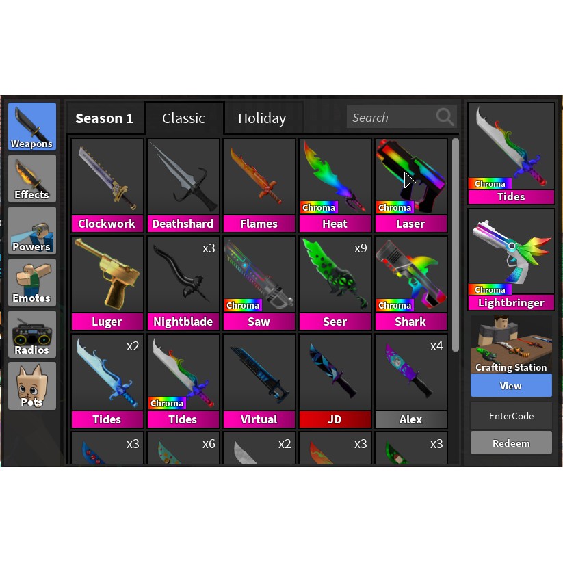 Roblox Murder Mystery 2 Guns Knives Shopee Malaysia - getting chroma shark my favourite weapon roblox murder mystery 2