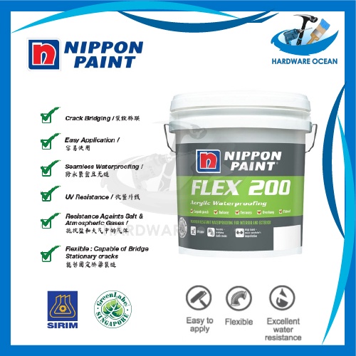 Nippon Paint Flex 200 Acrylic Waterproofing 20L Paint Coating White