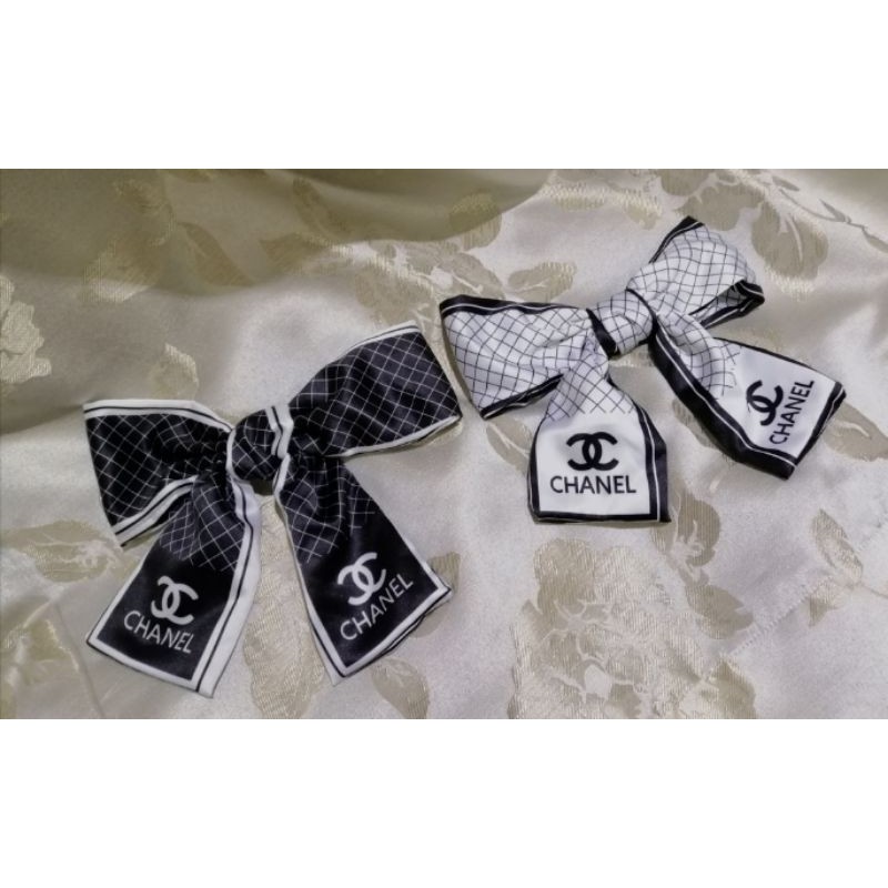 Soft Satin Chanel Ribbon Hairclip With Logo | Shopee Malaysia