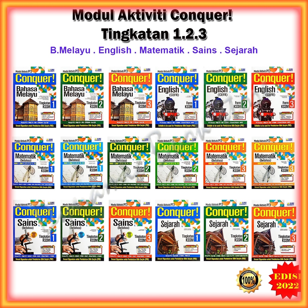 Buku Latihan  Modul Aktiviti Conquer! Tingkatan 1 / 2 / 3 Edisi 2022  B.Melayu / English