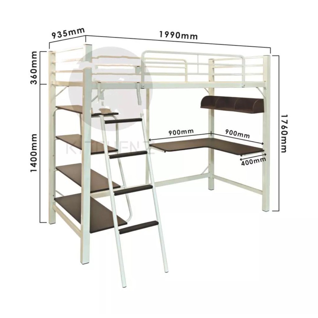 Loft Bed (Single Double Decker with study table Below ...
