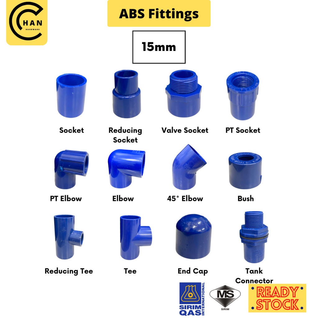 [15mm] ABS Pipe Fittings Acrylonitrile Butadiene Styrene Shopee