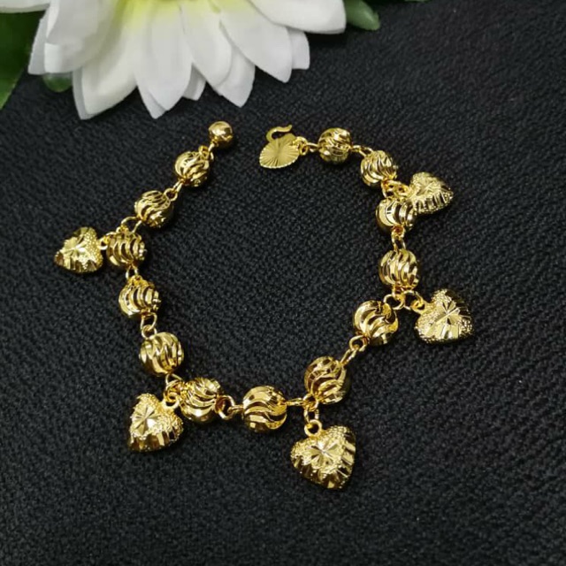  Gelang  Bulat Gantung  Love  Baru Emas  Korea Shopee Malaysia