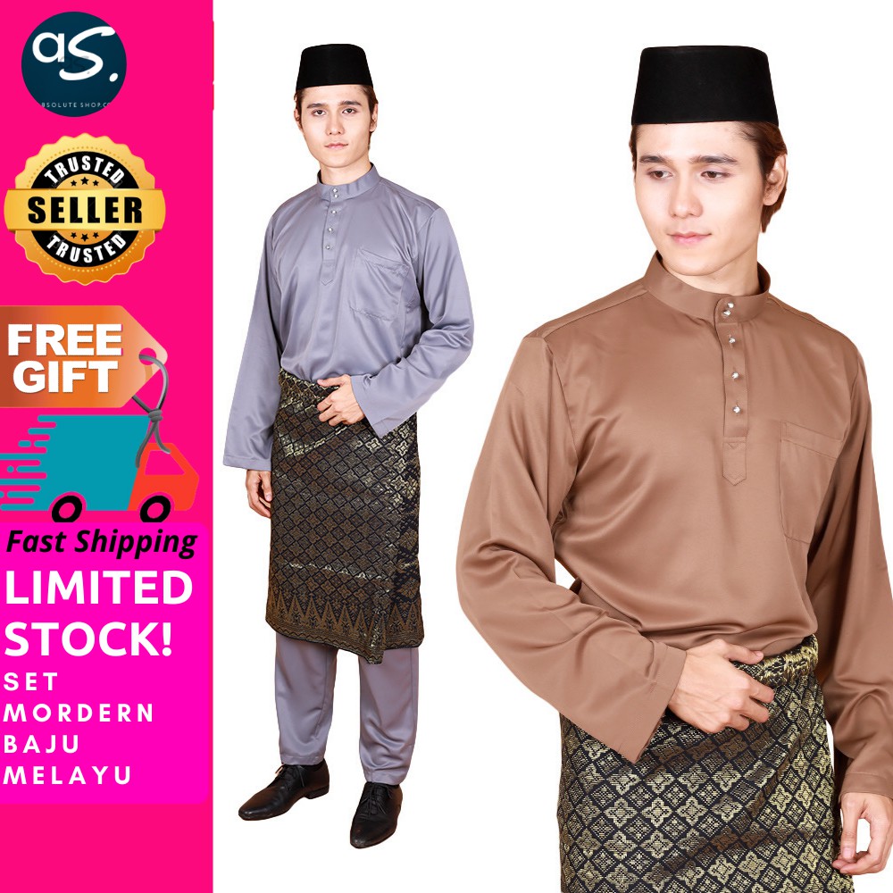 New 2021 Baju Melayu Lelaki Dewasa Size S-XL High Collar Front 