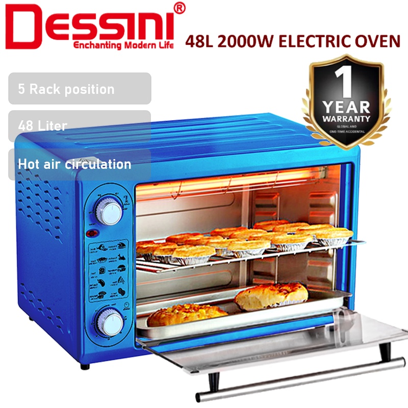 DESSINI ITALY 48L Electric Oven Convection Hot Air Fryer Toaster Timer Oil Free Roaster Breakfast Machine / Ketuhar