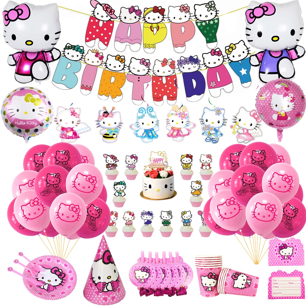 Hello Kitty Balloon Hello Kitty Birthday decoration Hello Kitty theme  birthday party Supplier Hello Kitty banner Hello Kitty cake topper Hello Kitty  backdrop | Shopee Malaysia