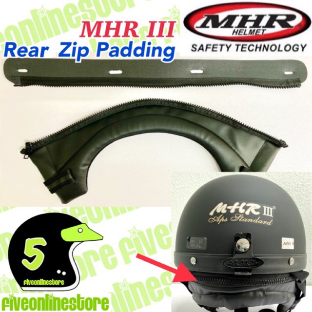 MHR III Half Cut Helmet Rear Zip Padding Replacement Inner Kura Steng