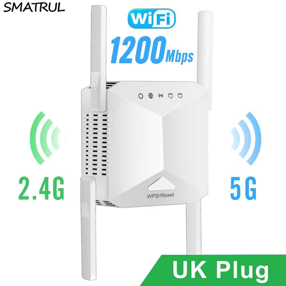 SMATRUL 5Ghz 2.4G Wireless Dual Band Wifi Range Extender Signal Booster Wifi Booster 1200Mbps