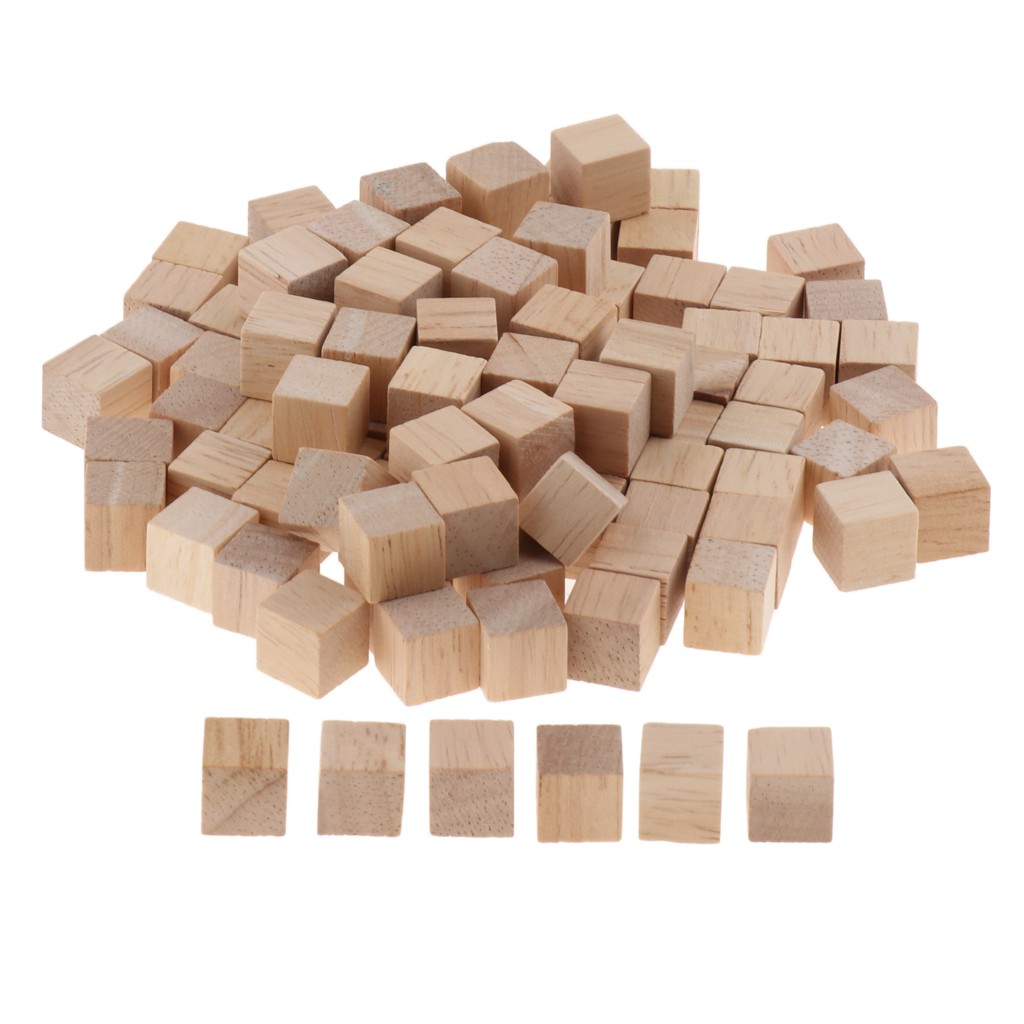 100pcs Natural Pine Wood Building Blocks Toy Bricks Educational Toy 