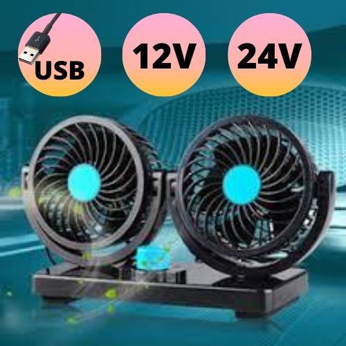 [USB/12V/24V] Electric Car Fan 2 Speed Fans 12 Volt Cigarette Lighter Soket Quiet Strong