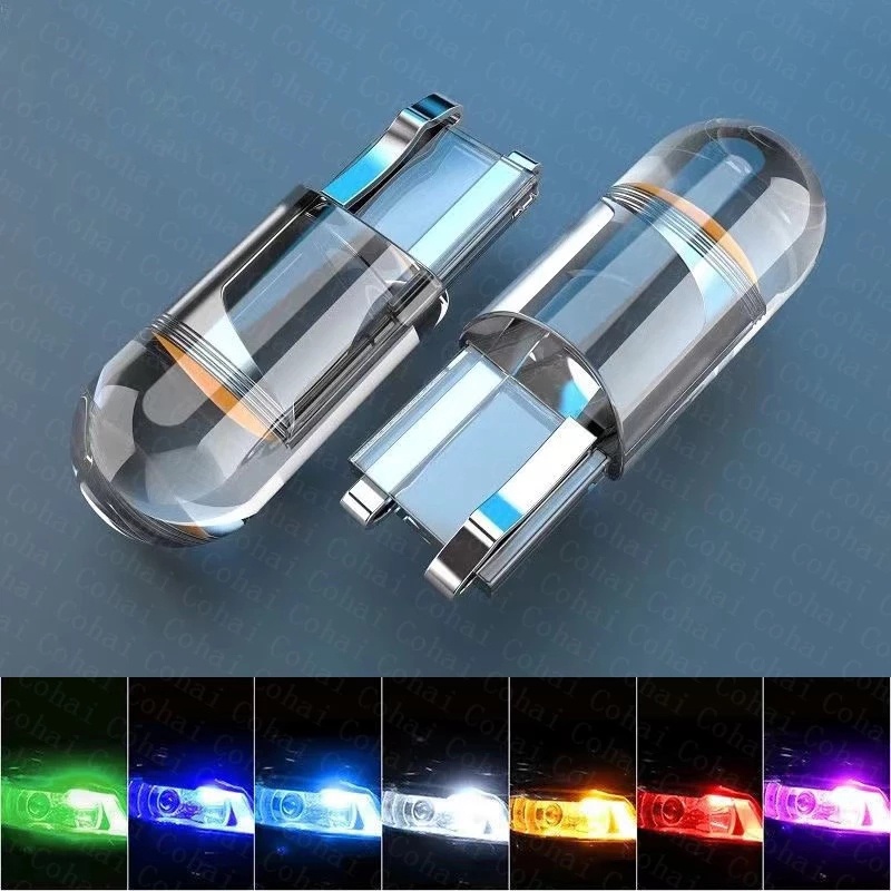 1 Pcs Super Bright W5W 194 T10 LED Glass Housing Cob Car Bulb 6000K White Green Blue Red Wedge License Plate Lamp Dome Light