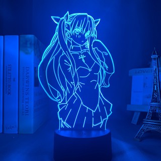 Lampe à LED 3D Anime Light A Certain Railgun scientifique Misaka Mikoto Figure Illusion Night Light pour la décoration de la chambre pour enfants et adultes 16 couleurs 