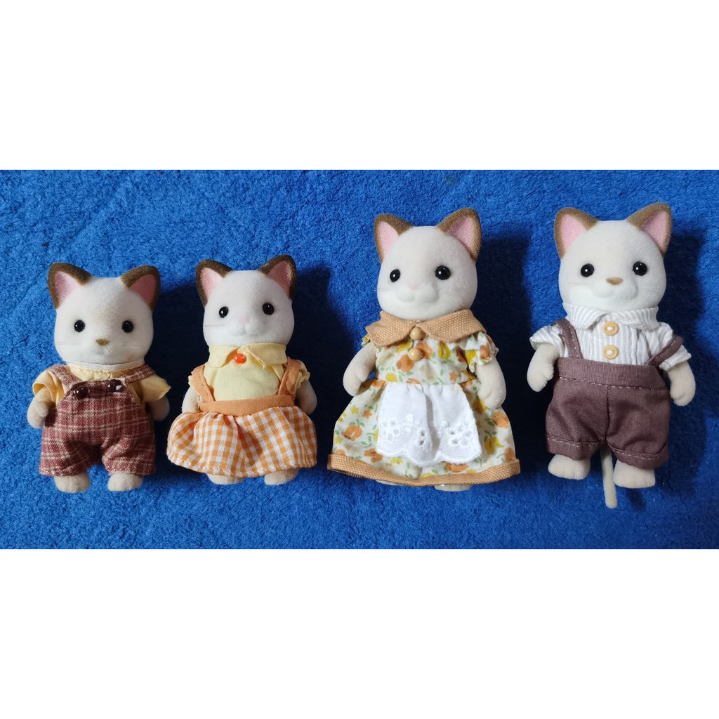 Sylvanian Families Cream Cat Family of 4 -Display Unit (No Box ...