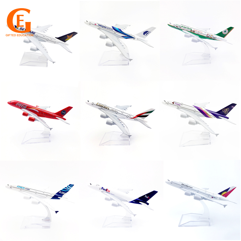Airbus 380 Alloy Aircraft Model Malaysia British France Thailand Philippine Airlines A380 DieCast Metal Plane Model 16CM