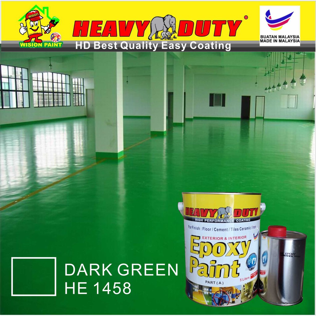 5L ( Dark Green 1458 )Epoxy Paint ( Heavy Duty Coating Brand ) Floor