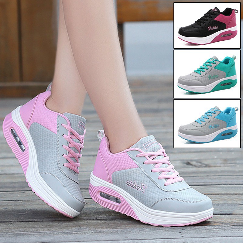Hot sale Women Shake Shoes  Lace Up Wedge Sneakers Casual 