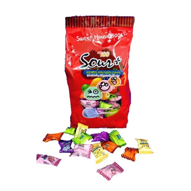 Lot 100 Assorted Sour+ Gummy Candy 600gm Childhood Snack Gula Gula ...