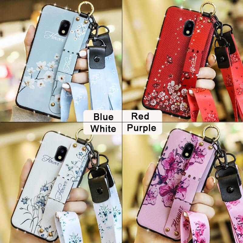 Casing Samsung Galaxy J3 16 J3 Pro 17 J5 Prime J7 16 J7 Pro Soft Phone Case Floral Wristband Back Cover Dormooco Shopee Malaysia