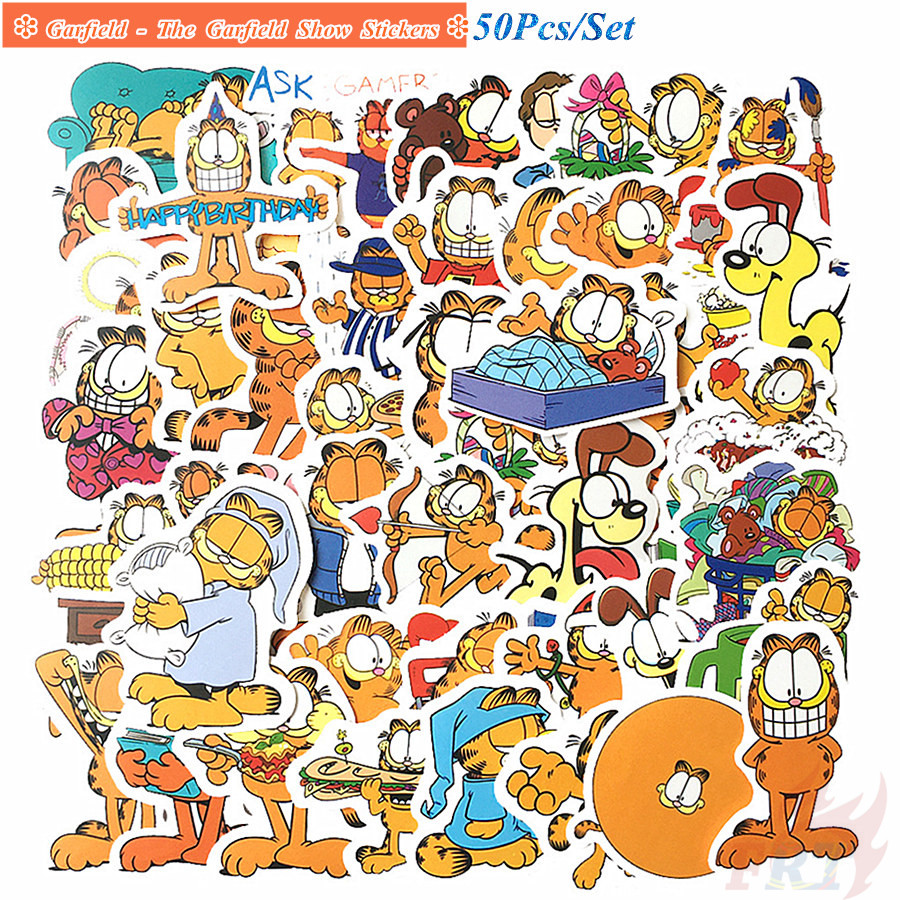50PCs Garfield Cartoon Anime Waterproof Skateboard Stickers Set Toys Luggage Art