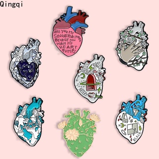 Crearive Fashion Anatomical Heart Enamel Brooch Pin Human Heart Anatomy Brooch Bag Clothes Lapel Pin Badge Cartoon Art Organs Jewelry