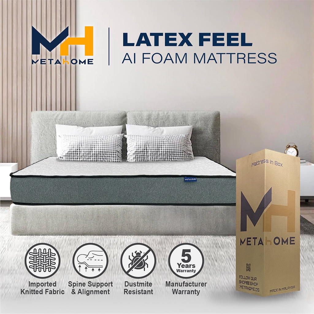 METAHOME Latex Feel AI Foam 8 Inch Thick Mattress (Single/Super Single