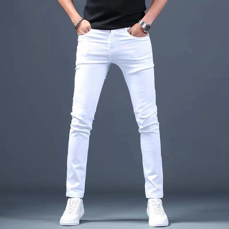 Designer White Jeans Men New Fashion Elastic Mens Denim Pants Trousers ...