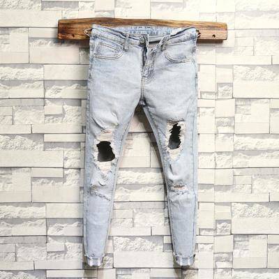 Jeans Men's Summer New Products Slim Slim Jastebs Shallow White Make ...