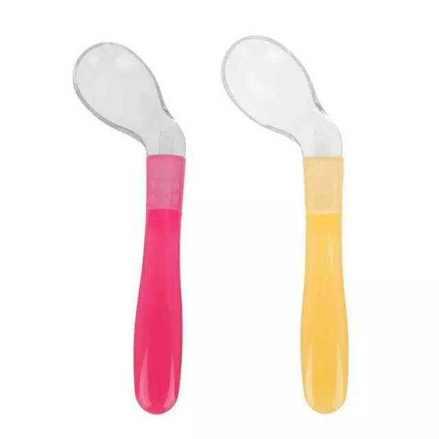 Ykn/ baby spoon/ silicone baby spoon/ baby learning to eat spoon