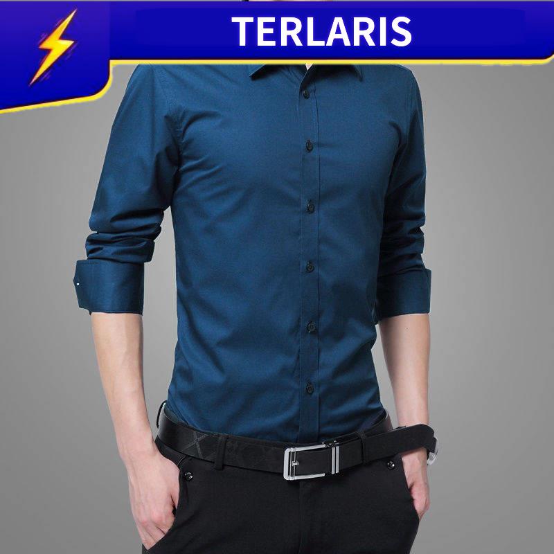 Ready Stock Kemeja Lengan Pendek Baju Putih Lelaki Lelaki Baju Warna Pepejal Lelaki Lengan Panjang Percuma Pakaian Formal Perniagaan Slim Versi Korea Kerja Profesional Lelaki Sut Baju Saman