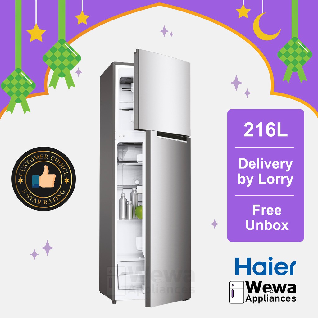 Haier 216L 2 Door Top Mount Refrigerator Fridge Peti Ais Peti Sejuk HRF238H Shopee Malaysia