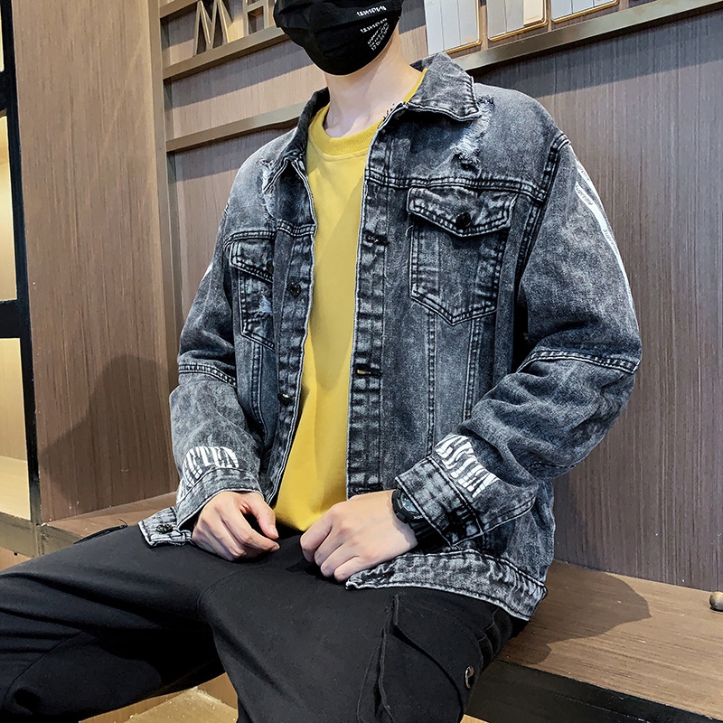 damage denim jacket mens