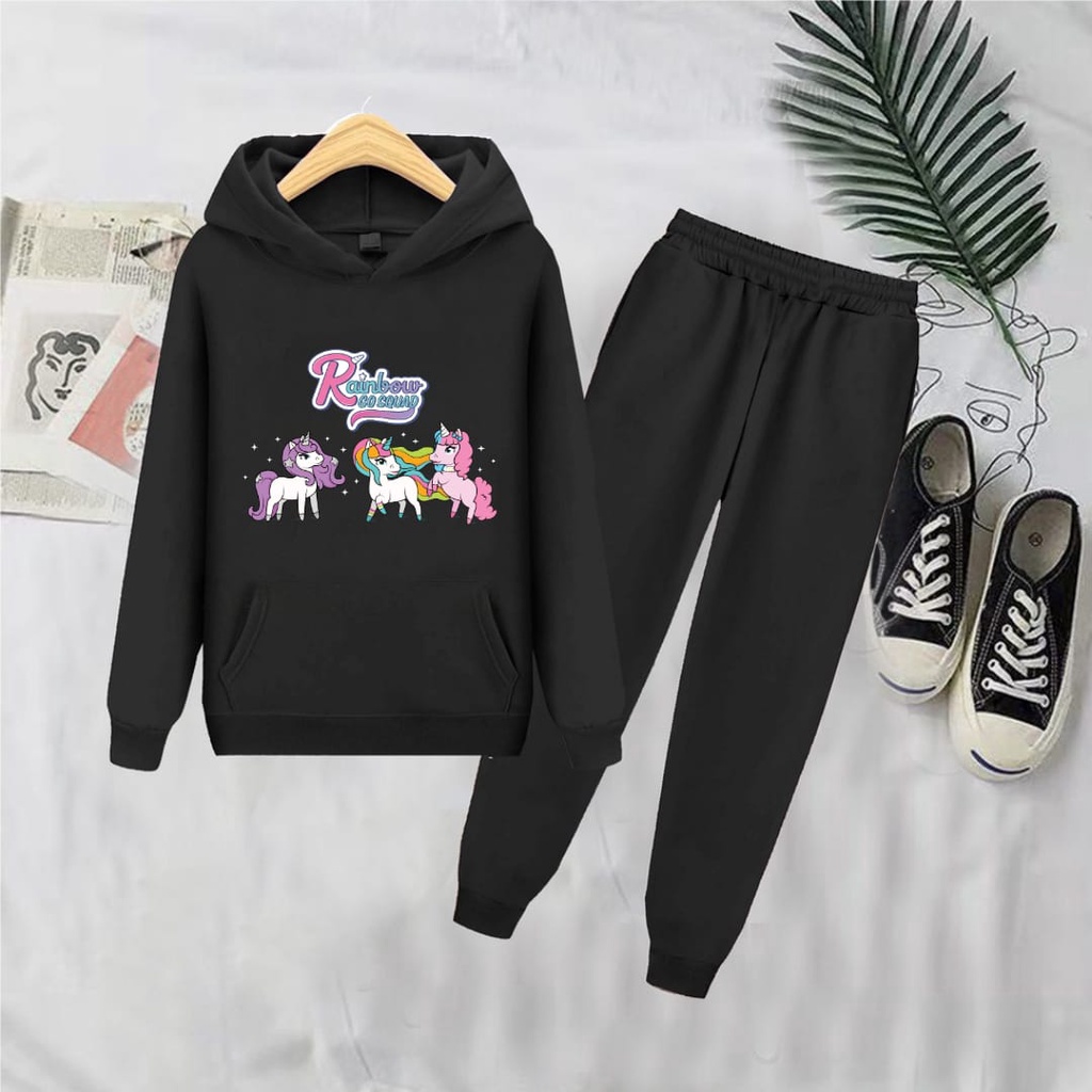 [Import]Fashion Sweater Suit Hoodie Girls Unicorn Rainbow Go Squad S.M.XL