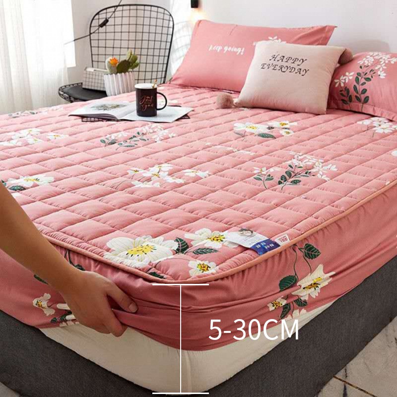Cadar Set Queen/King Fitted Bedsheet With Cotton Anti Slip Mattress Cover Ready Stock
