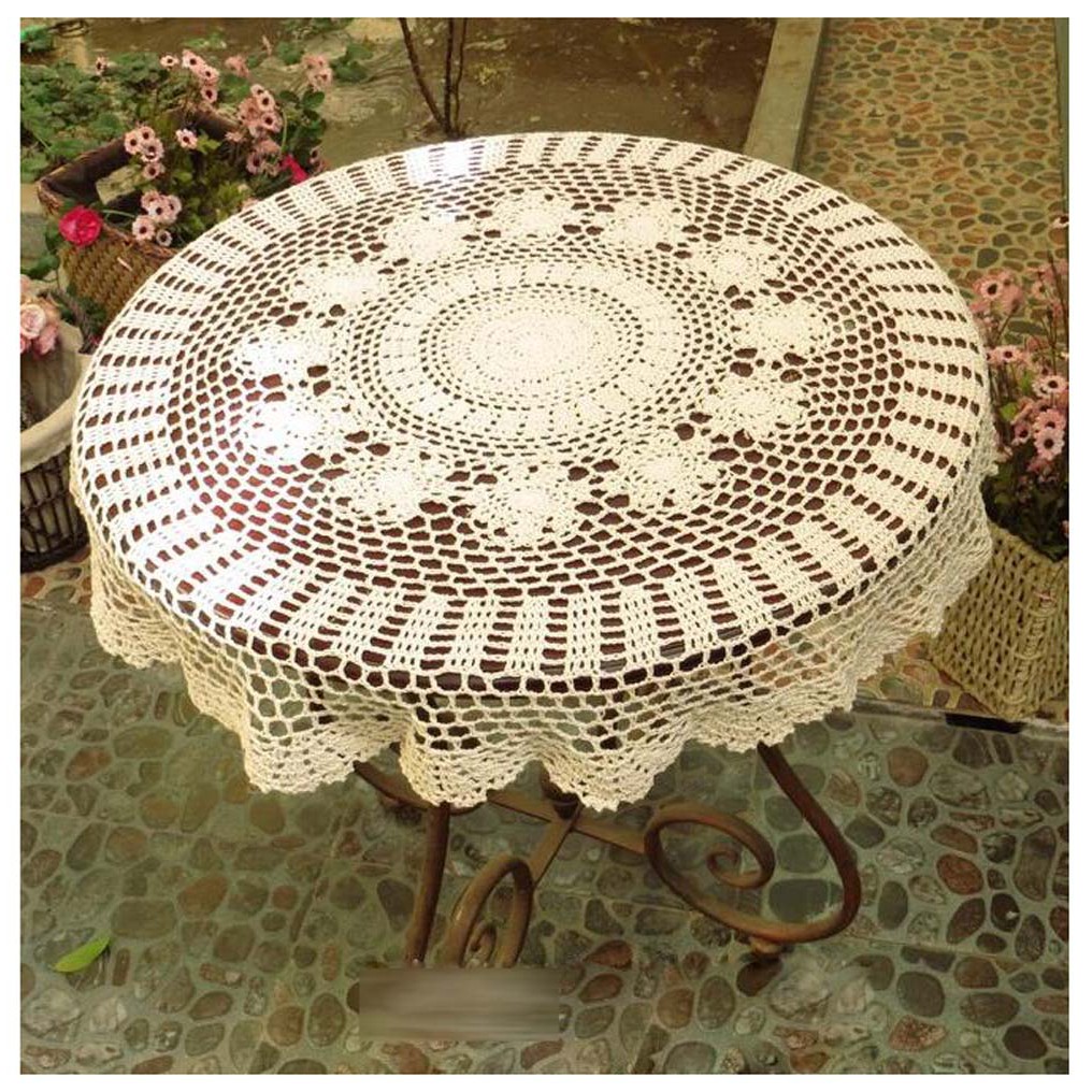 Cotton Crochet Round Table Cover Lace Doilies Tablecloth For