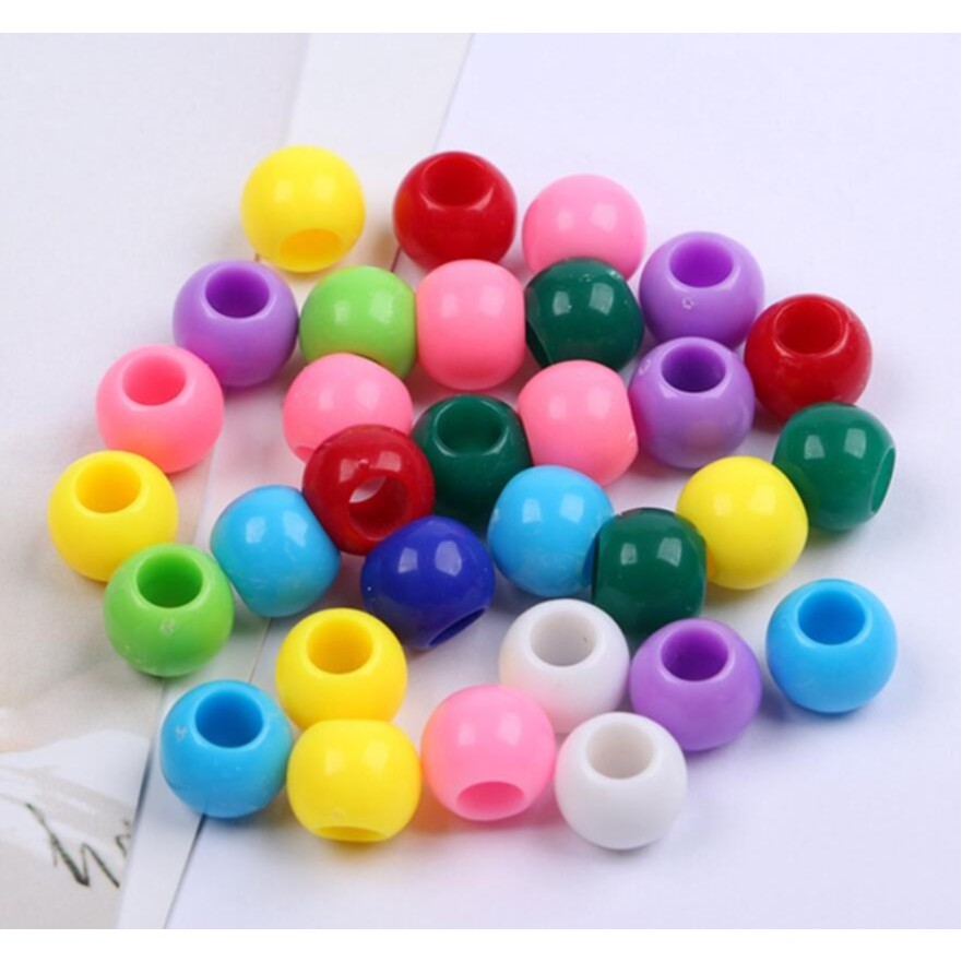 100pcs 10mm Round Acrylic Spacer Loose Big Hole Beads 22 Colors Jewelry Making