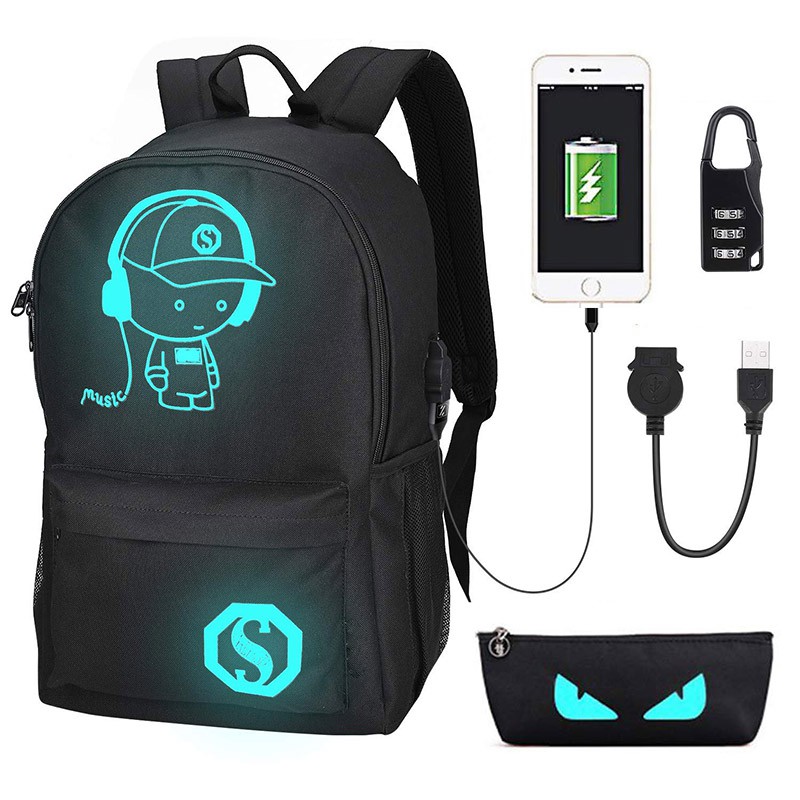 Fashion Anime Luminous School Backpack USB Charge Laptop Backpack with USB  Charging Port ,Anti Theft Lock and Pencil Cas | Shopee Malaysia