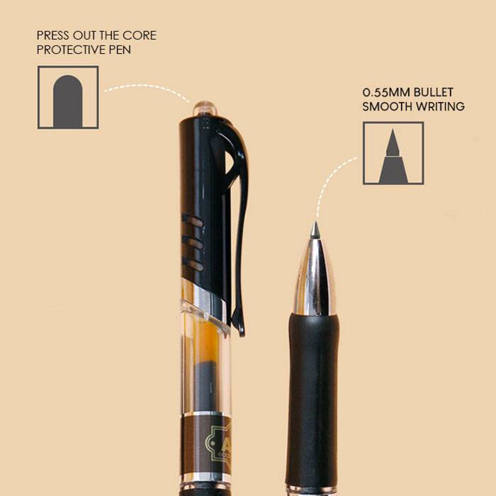 Gold Ball Pen Stationery Office Student Press Type Fountain Gel Pen 0