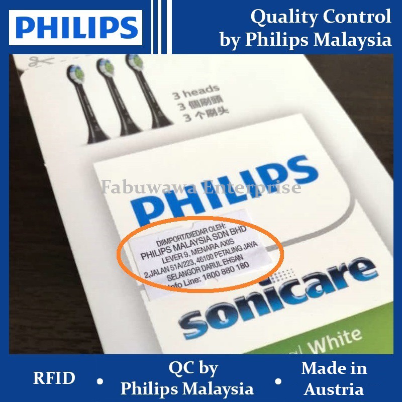 (Made in Austria) Philips Sonicare W2 Optimal White/Black - Standard Sonic  Toothbrush Heads HX6063