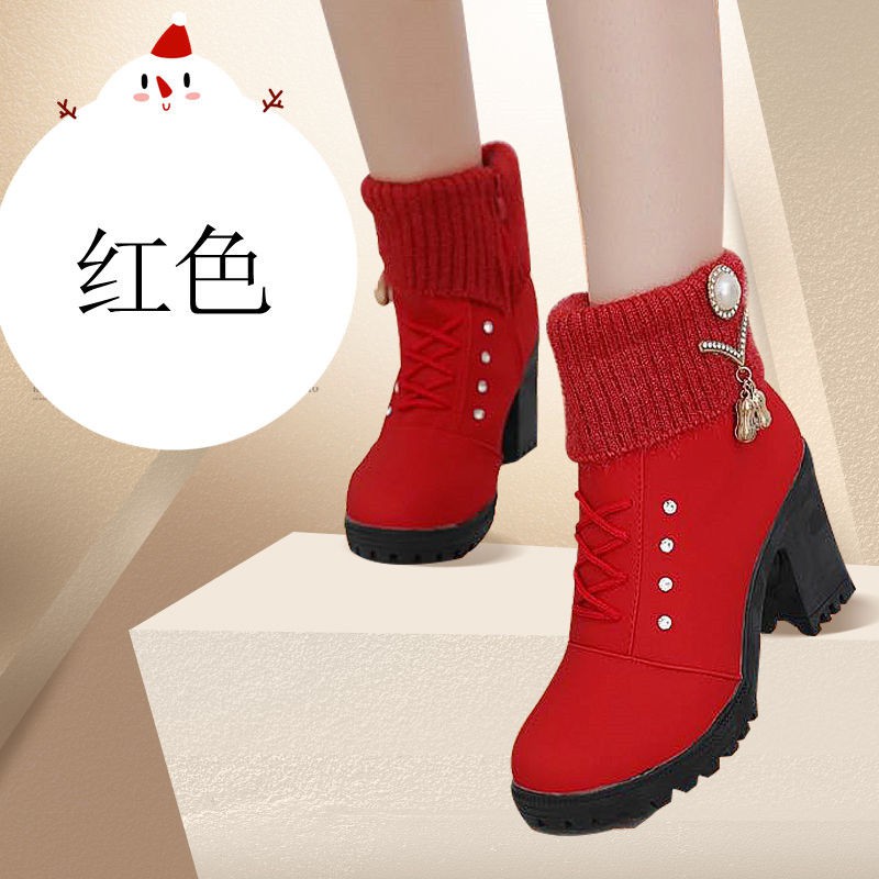 Color : A, Size : 34 Fashion Womens Booties， Autumn Winter New Pointed High Heel Scrub Ankle Boots Bare Boots Martin Boots Winter Shoes 