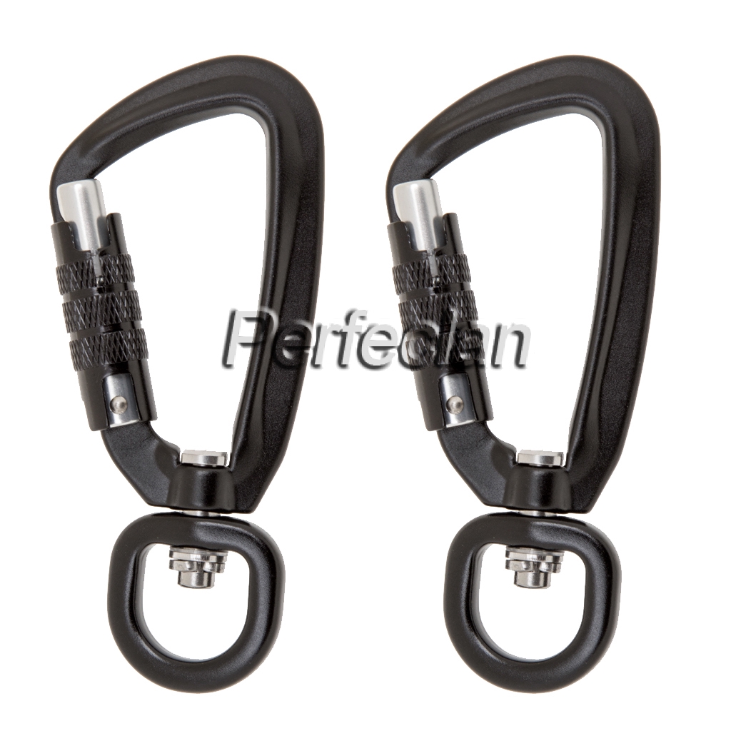 2x Heavy Duty Swivel Auto Self Lock Carabiner Hook Dog Lead Clip Snap